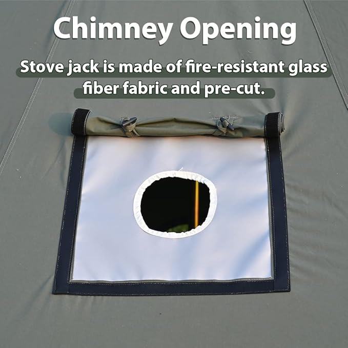 Cotton Canvas Bell Tent with Stove Jack, Roomy Yurt for Family Glamping Camping, 4 Season Tent with Zipped Removable Floor