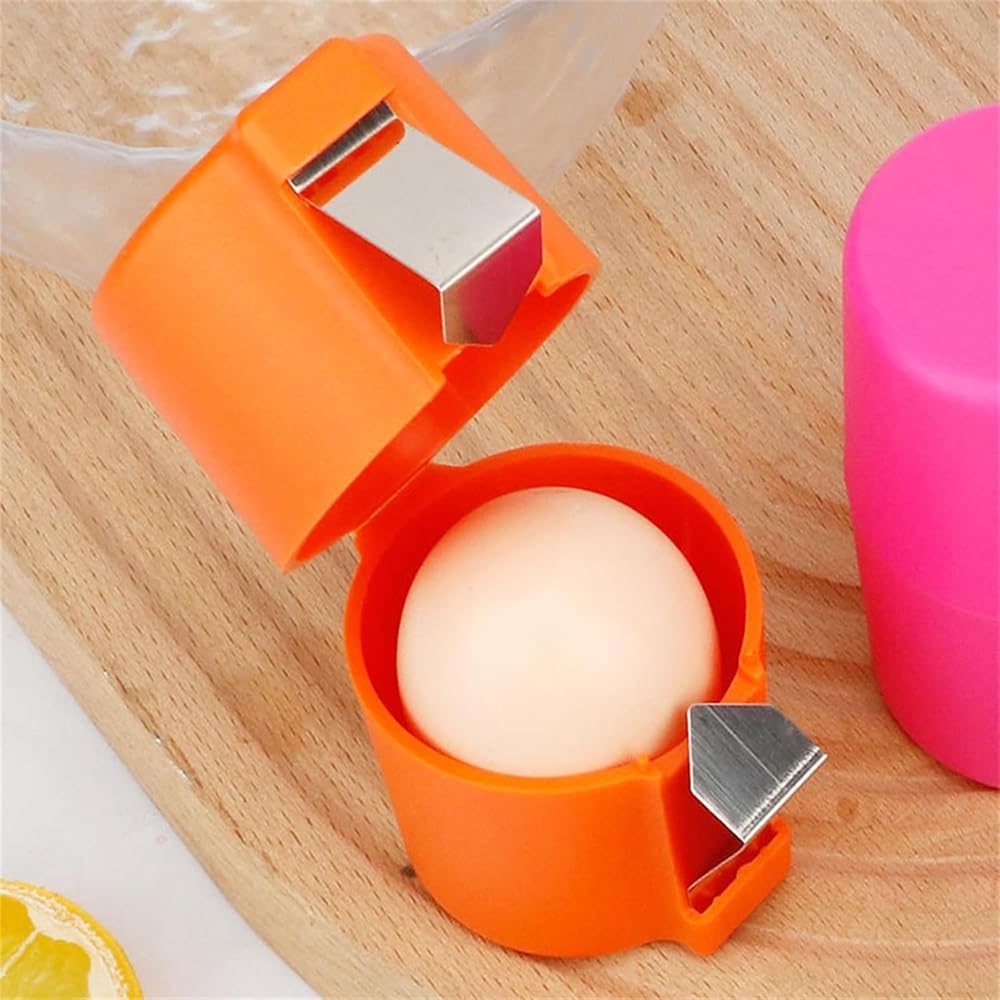 2 Pcs Egg Shell Opener Remover, Eggs Peeler Separator for Boiled and Raw Eggs, Stainless Steel Eggshell Cutter Kitchen Tools for Cooking and Breakfast Prep (Orange)