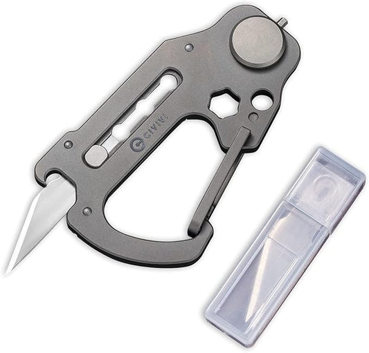 CIVIVI Polymorph Titanium Carabiner Multi-Tool with Utility Blade, Bottle Opener, Screwdriver C20045-1