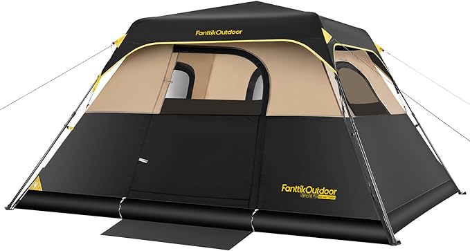 FanttikOutdoor Camping Tent 4/6/8/10 Person Instant Cabin Tent Setup in 60 Seconds with Rainfly & Windproof Portable with Carry Bag for Family Camping & Hiking