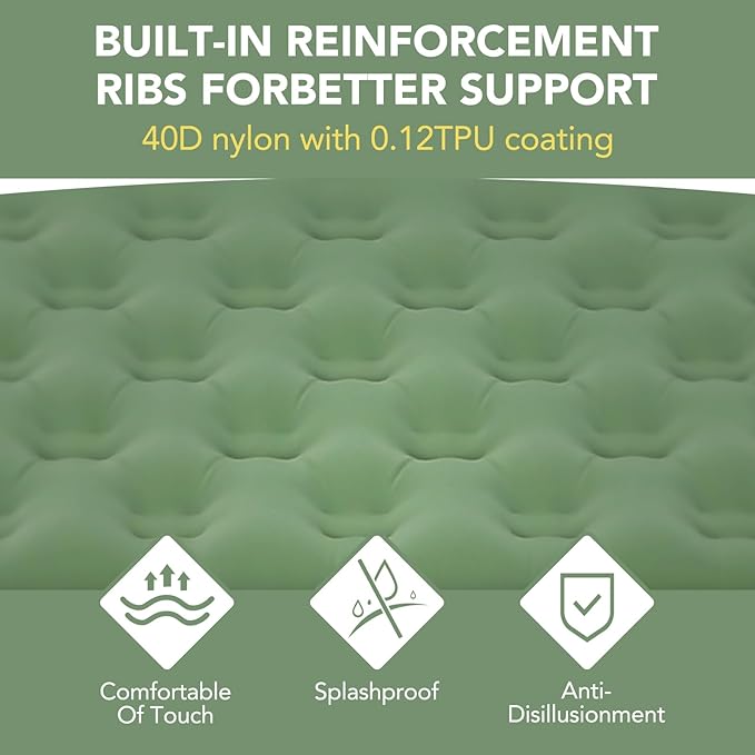 TOMSHOO Sleeping Pad, Ultralight Camping Mat Inflatable Sleeping Mat 77''X28'' Camping Mattress with Pillow Built-in Foot Pump with 2 Carabiners for Camping, Hiking, Travel, Tent