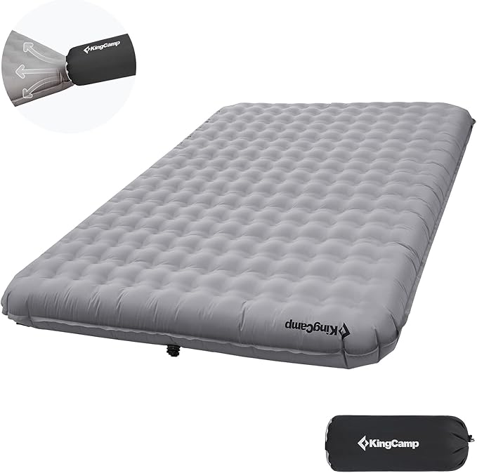 KingCamp Self Inflating Sleeping Pad for Camping Ultra Thick Double Single Foam Mattress High R Value Camping Air Pad Mat, Multi Colors & Sizes