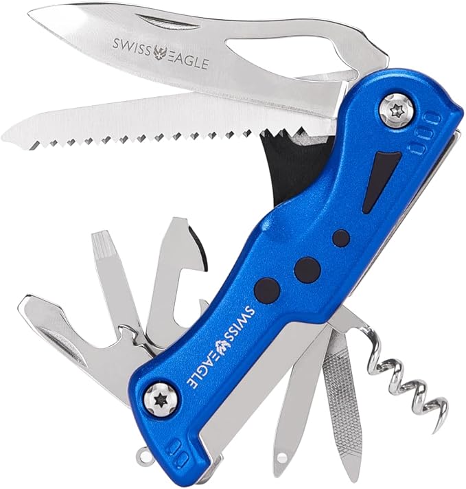 Swiss Eagle Folded 12 Functions Knife Blue