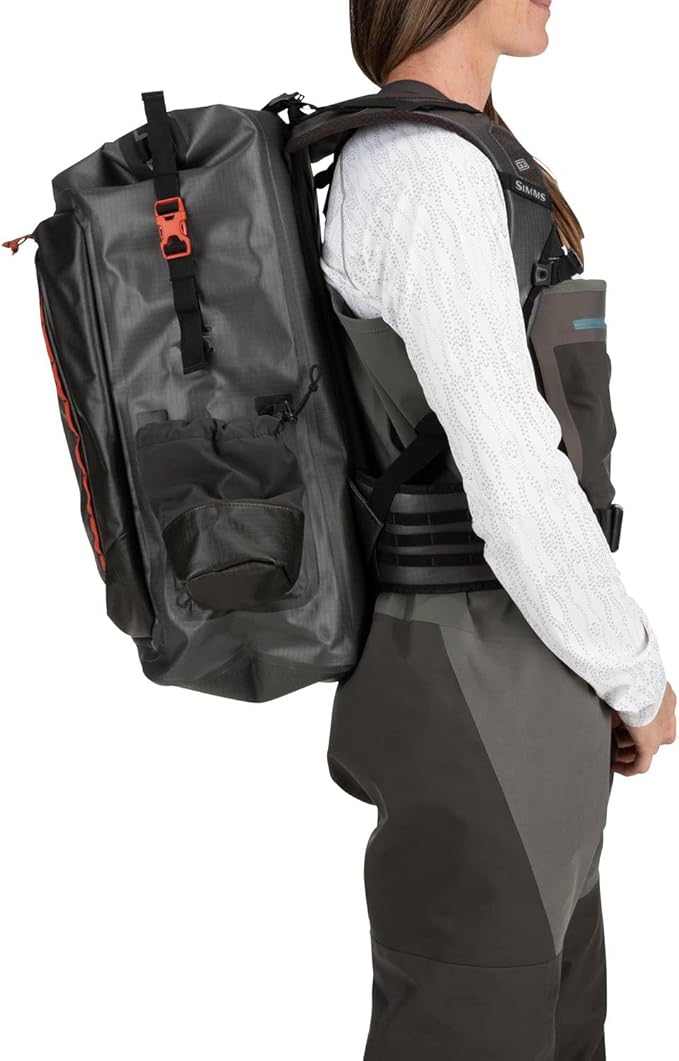 Simms Dry Creek Roll Top Backpack, Waterproof Bag, Black