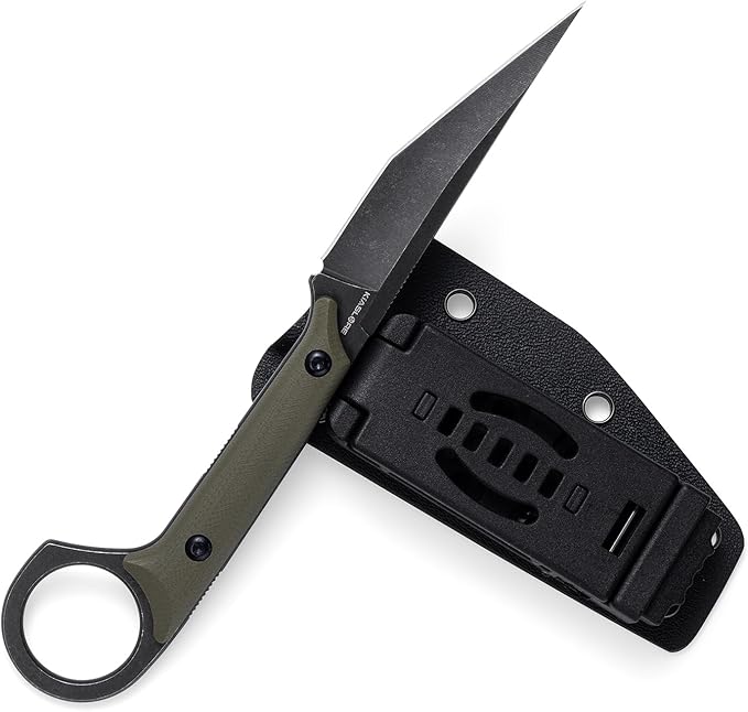 KS527 Fixed Blade Knife, D2 Blade G10 Handle for Men Women, with Kydex Sheath, Utility Knife for EDC Survival Hiking Camping Outdoor Everyday (Green)