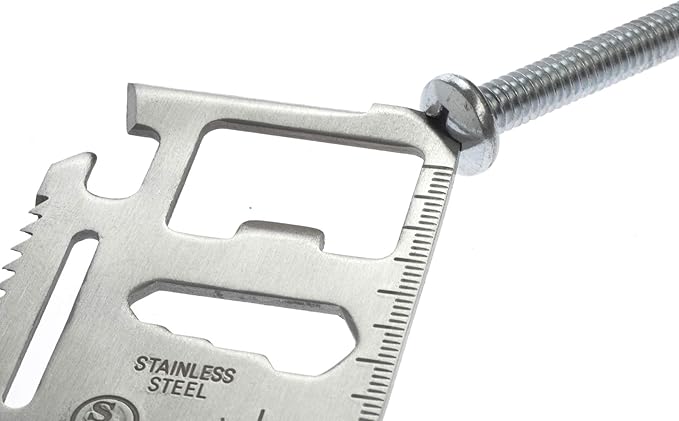 SE 11-Function Stainless Steel Survival Pocket Tool - Compact, Credit Card-Sized Multi-Tool with Leatherette Case - Ideal for Camping, Hiking, and Outdoor Activities- MT908-1