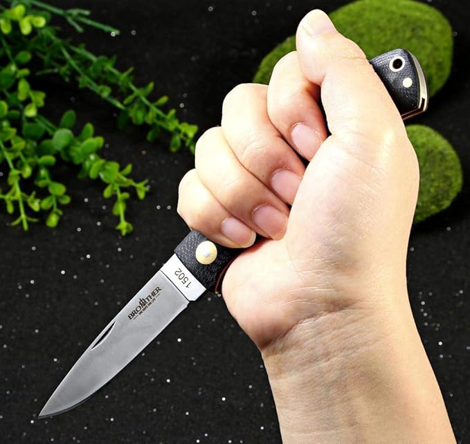 Watchman Brother 1502 Floding Knife 440C Blade G10 Brass Drop Point