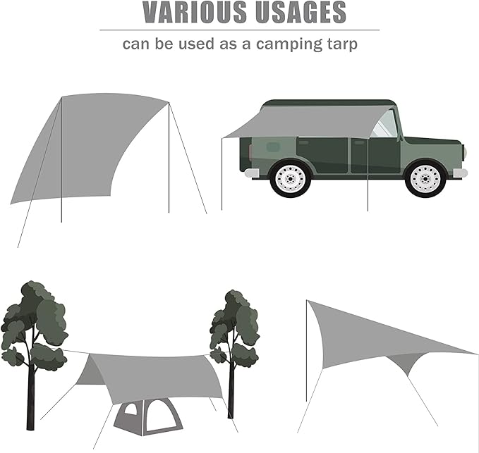 HIKEMAN Waterproof Tent Footprint Camping Tarp - Ultralight Tent Floor Saver,Multifunctional Tents Ground Sheet Mat with 4 Tent Stakes for Camping,Picnic,Hiking,Backpacking,Hammock,Beach