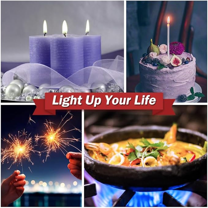 Candle Lighter, Electric Lighter Rechargeable USB Lighter, Arc Windproof Flameless Plasma Lighter Long Stick with Rope and Ring, No Butane Fluid, Perfect for Candle BBQ Camping Kitchen Stove, Purple
