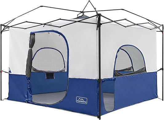 KAMPKEEPER Camping Cube, Converts 10'x10' Straight Leg Canopy into Inner Pop Up Tent, with 1 Dog Hole–Fully Vented Roof(Canopy & Frame NOT Included), Navy Blue