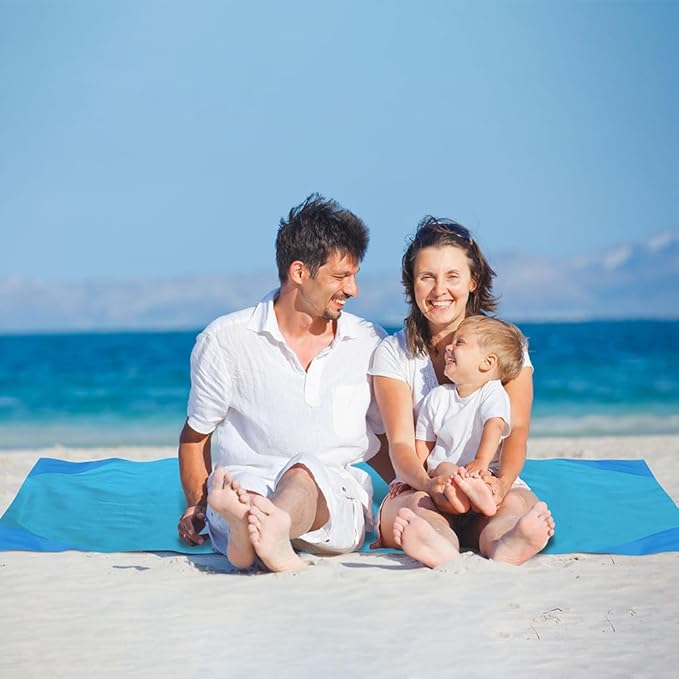 Ainiv Picnic Blanket, Mini Pocket Beach Mat 55.1 x 70.8IN (3-5 People) Foldable, Lightweight Waterproof Sand Free, Foldable Thin Ground Sheet for Outdoor Camping Hiking Travel - with Hand Strap