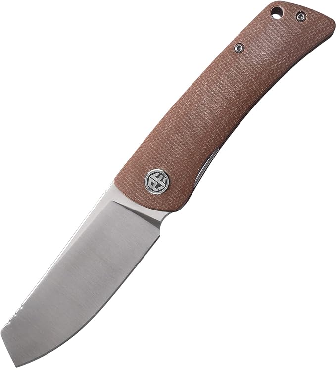 Petrified fish PFE05 Flavorist,3.15" K110 Satin Blade, 94g Micarta Handle Front Flipper Liner lock Folding knife (Brown)