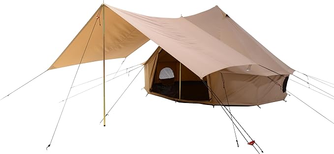 WHITEDUCK 10 Person 3 Season Tent Awning - Brown Cotton Canvas - Rectangular - Free Standing - Water Resistant - Perfect for Camping & Hiking