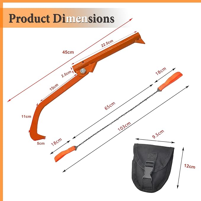 HOMEE 4Pcs Pocket Chainsaw Set with Firewood Puller,Gloves and Storage Bag,26 inches Rope Saw,11 Teeth Folding Chain Hand Saw for Outdoor Survival Camping Hunting Tree Cutting Emergency Tools
