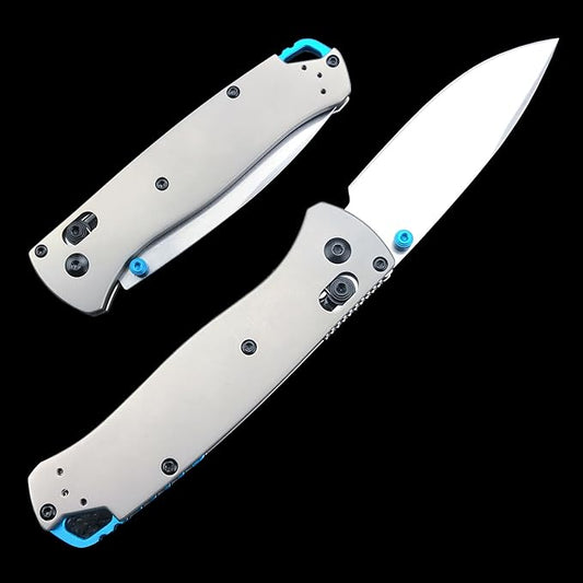 HUAAO Bugout 535 Folding Knife, Axis Lock Knife with Titanium Alloy Handle, EDC Pocket Knife with Pocket Clip, Cool Hunting Knives Gifts for Men EDC (440C blade)