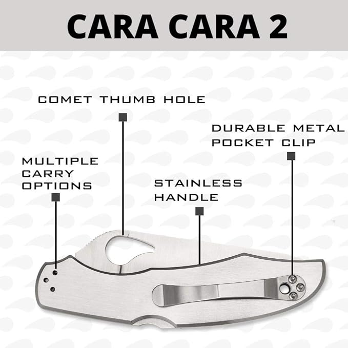 Spyderco Byrd Cara Cara 2 Knife with 3.75" Steel Blade and Durable Stainless Steel Handle - PlainEdge - BY03P2