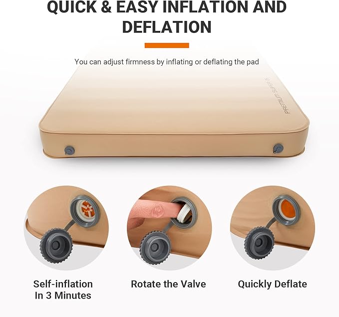 KingCamp Extra Thick 5.9 INCH Double Self Inflating Camping Mattress with 12 R-Value, Sleeping Pad Enlarge Foam Camping Pad, 4 Season Insulated Camping Mat for Tent, Car, 79.1'' x 50.3'' x 5.9''