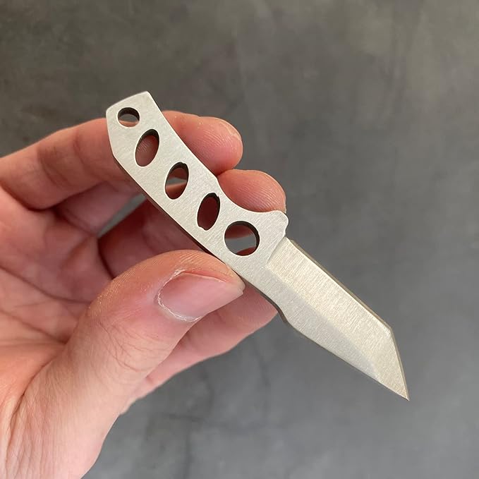 Small Neck Knife Mini Full Tang EDC Tanto Fixed Blade Knife with Kydex Sheath and Necklace - Cool Tactical Pocket Knives for Men and Women - Survival Camping Hiking Boy Scout Tools (White)