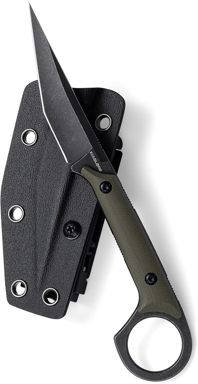 KS527 Fixed Blade Knife, D2 Blade G10 Handle for Men Women, with Kydex Sheath, Utility Knife for EDC Survival Hiking Camping Outdoor Everyday (Green)