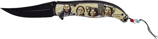 Folding Pocket Knife, 5 inch Stainless Steel Blade Pocket Knife with Founding Fathers Imprinted| American Heritage Collection| with Pocketclip for Camping, Fishing, Hiking, Gifts for Father, Husband