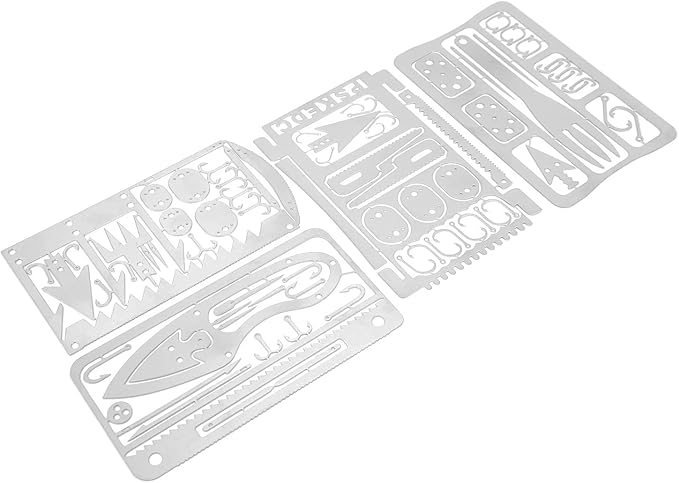 Outdoor Camping Multi-Function Tool, 4Pcs Fishing Card Multifunction Stainless Steel Preservative Survival Card for Outdoor Camping Over 18 Years Old Fishing Supplies