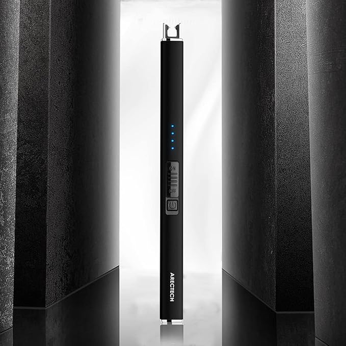 ARECTECH Electric Lighter Rechargeable Type-C USB Lighter Plasma Arc Lighters for Candle Camping Kitchen Black