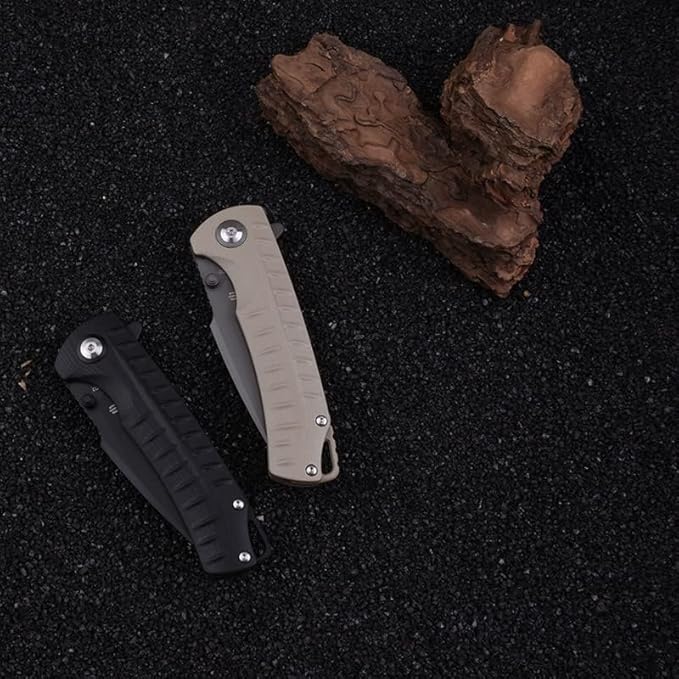 Relicanth Pocket Knife Black 3.2" Titanium Coating D2 Blade G10 Handle Liner Lock Folding Knife with Pocket Clip Qualified as Outdoor Hunting Knife