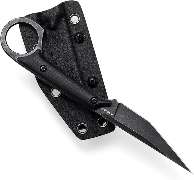 KS527 Fixed Blade Knife, D2 Blade G10 Handle for Men Women, with Kydex Sheath, Utility Knife for EDC Survival Hiking Camping Outdoor Everyday (Black)