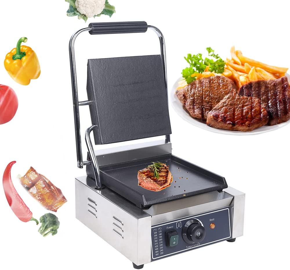 1800W Electric Press Sandwich Maker and Griddle Grill, Open Flat Mini Sear and Press Grill Indoor with Non-Stick Coated Plate for Quesadillas, Burgers, Breakfast
