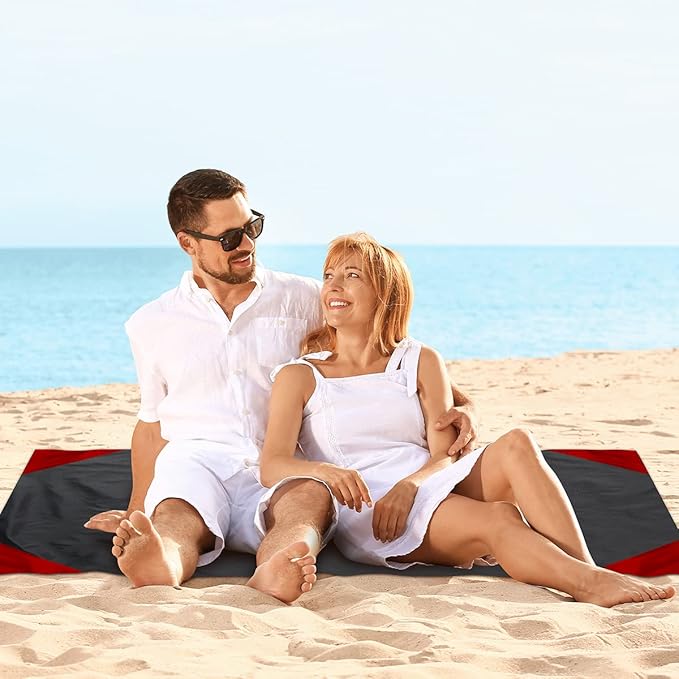 Ainiv Picnic Blanket, Mini Pocket Beach Mat 43.3 x 55.1IN (2-3 People) Foldable, Lightweight Waterproof Sand Free, Foldable Thin Ground Sheet for Outdoor Camping Hiking Travel - with Hand Strap