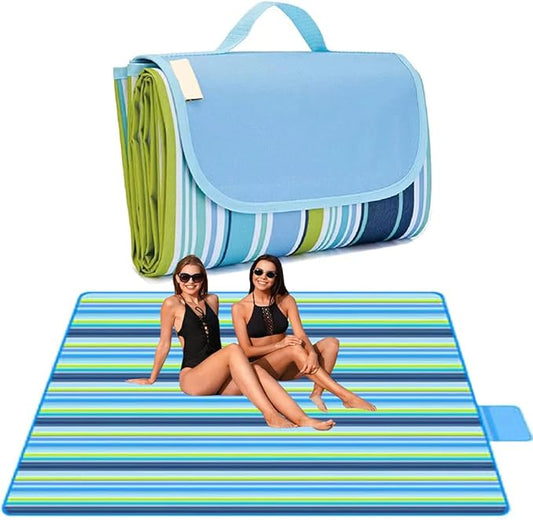 Lchkrep Picnic Blanket Beach Blankets 80"x60"， Large Sandproof Waterproof Camping Portable Travel Blanket Play Mat for Outdoor Indoor Family Beach Park Grass,Hiking, Music Festiva
