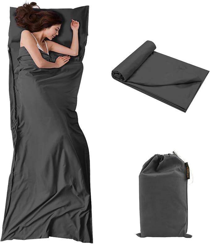 Travel and Camping Sheet Sleeping Bag Liner - Lightweight Compact and Portable Adult Sleeping Bag - Ideal for Traveling,Hostels and Camping