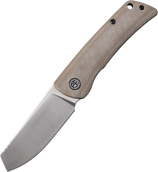 Petrified fish PFE05 Flavorist,3.15" K110 Satin Blade, 94g Micarta Handle Front Flipper Liner lock Folding knife (Khaki)