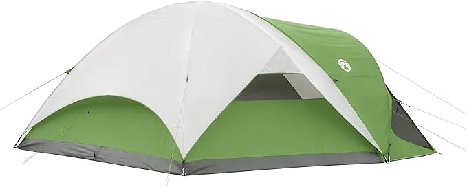 Coleman Evanston Tent with Screen Room 6/8 Person Weatherproof Tent Sets Up in 15 Mins Included Rainfly & Carry Bag Made of PFAS-Free Materials