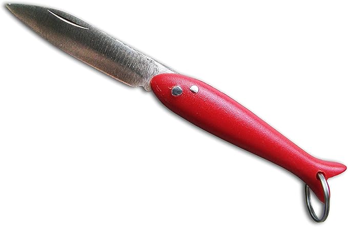 Red Smal Mini Micro Knife - Handmade Key ring Pocket Folding Folder Knife, Stainless Steel, Multi Purpose Portable, Tiny Blade