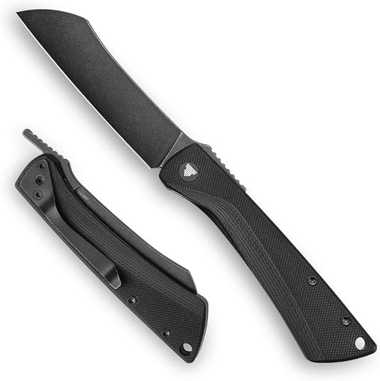 Modern Japanese Higonokami Pocke Folding Knife with Clip,Black PVD 14C28N Steel Blade,G10 Handle,Front Flipper Higonokami EDC Knives for Men Hunting,Norma-03B