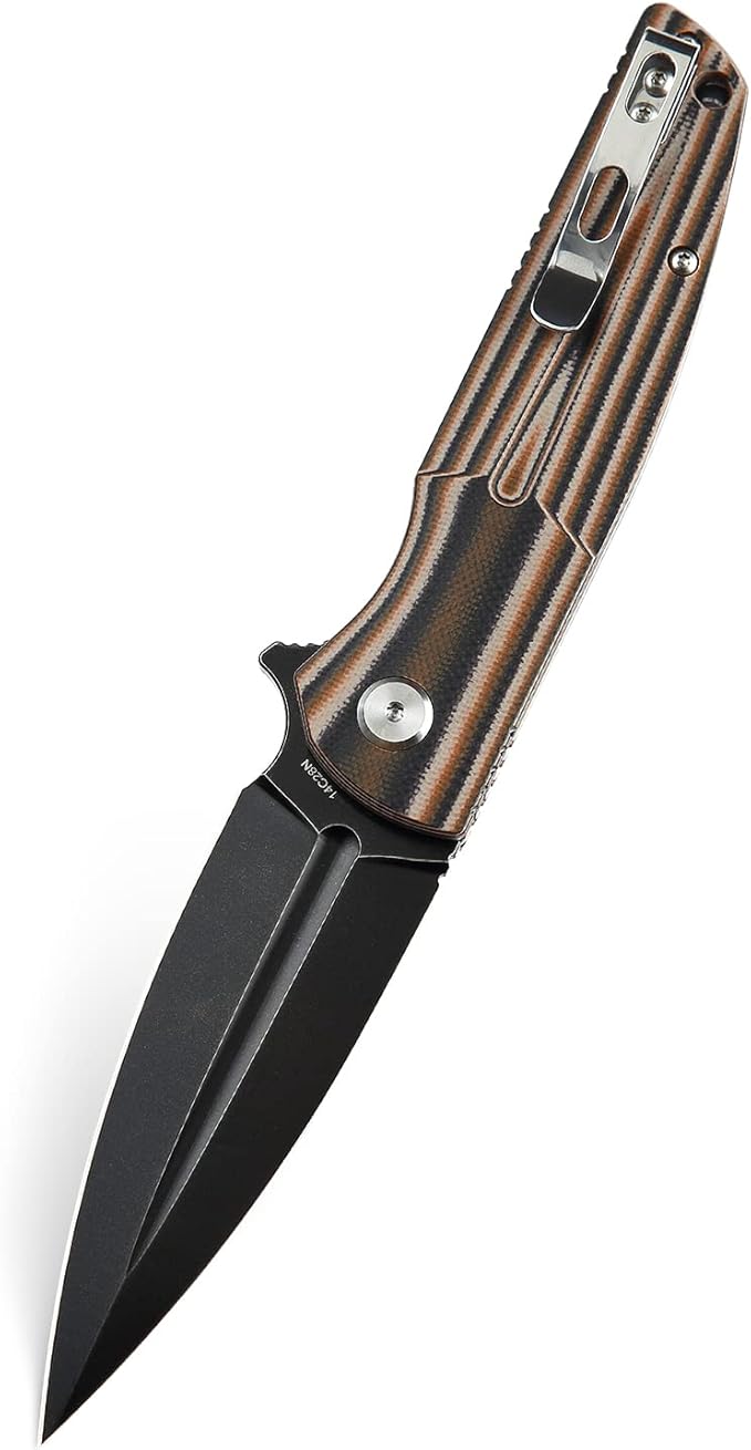 BESTECH KNIVES Pocket Folder Folding Knife: 3.67" 14C28N Steel Black Blade, G10 Handle, EDC Clip, BG34C-3 (Black Desert)