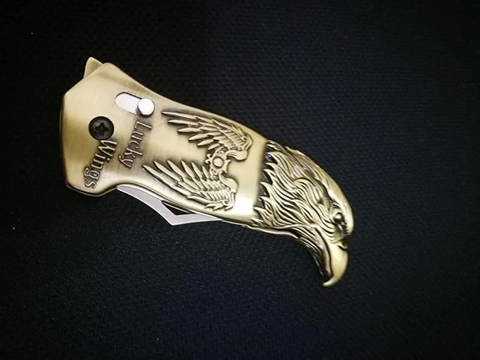 Pocket Knife Windproof Lighter Butane Metal Lighter, Eagle Head Design ,Outdoor Survival Tool ,Gifts for Men（Come Without Gas）