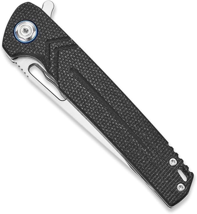 Sitivien ST140 Folding Knife Pocket Knife, D2 Blade Micarta Handle EDC Tool Knife for Outdoor Camping Hiking Hunting(Black) …