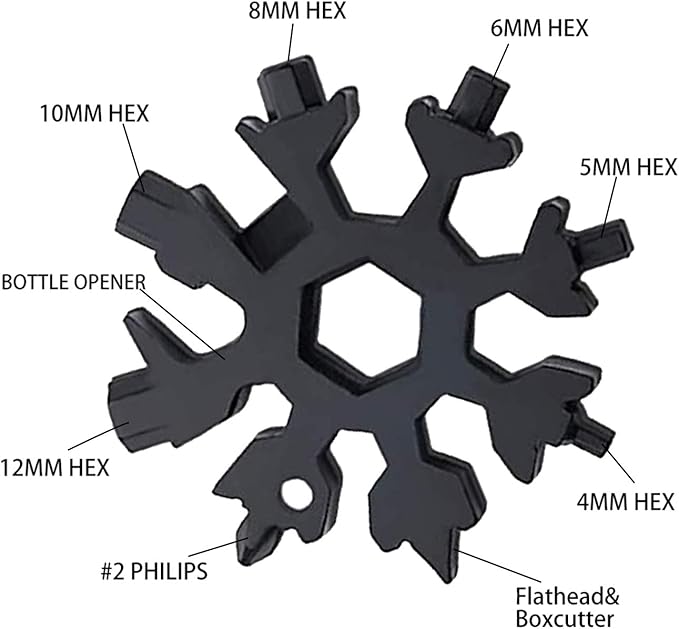 Christmas Gifts for Him,18-in-1 Snowflake Multi Tool,Stainless Steel Snowflakes Multi-Tool, Incredible Tool Gifts for Men Dad Christmas,Valentine's Day,Dad,Boyfriend,Grilfriend (Black)