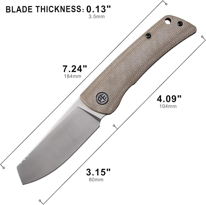 Petrified fish PFE05 Flavorist,3.15" K110 Satin Blade, 94g Micarta Handle Front Flipper Liner lock Folding knife (Khaki)