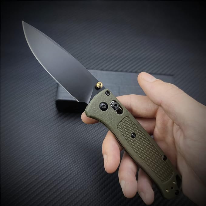 Axis Lock Knife EDC Folding Pocket Knives For Men, Coated Finish Blade, Green Grivory Fiberglass Super Lightweight Handle With Belt Clip, Everyday Carry Thumb Studs Manual Open