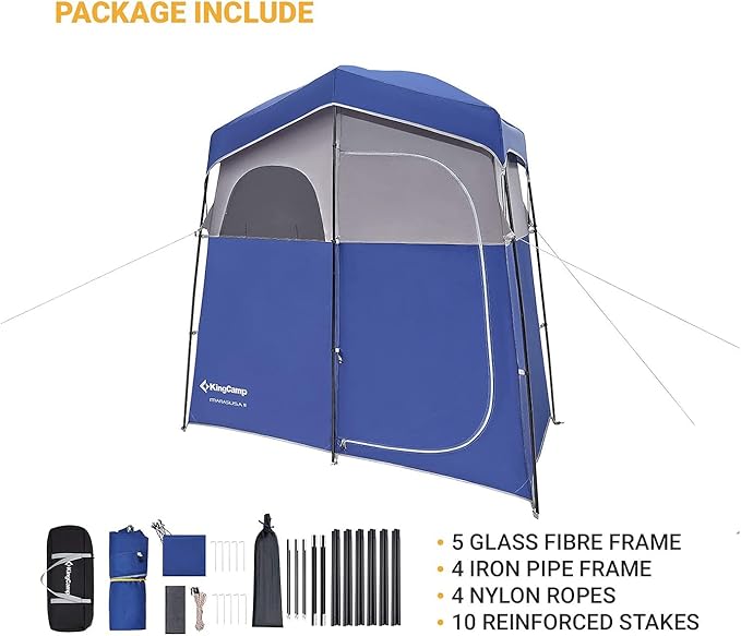 KingCamp Shower Tent, Portable Privacy Tent Outdoor Camping 1/2 Room Toilet Tents with Shower Bag & Dressing Room for Travel Beach Tailgate
