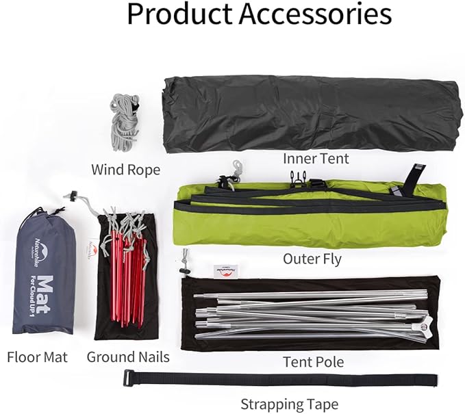 Naturehike Cloud-Up 1 Person Tent, Lightweight Backpacking Tents for One Man, Waterproof Ultralight One Person Tent for Camping Hiking Backpacking