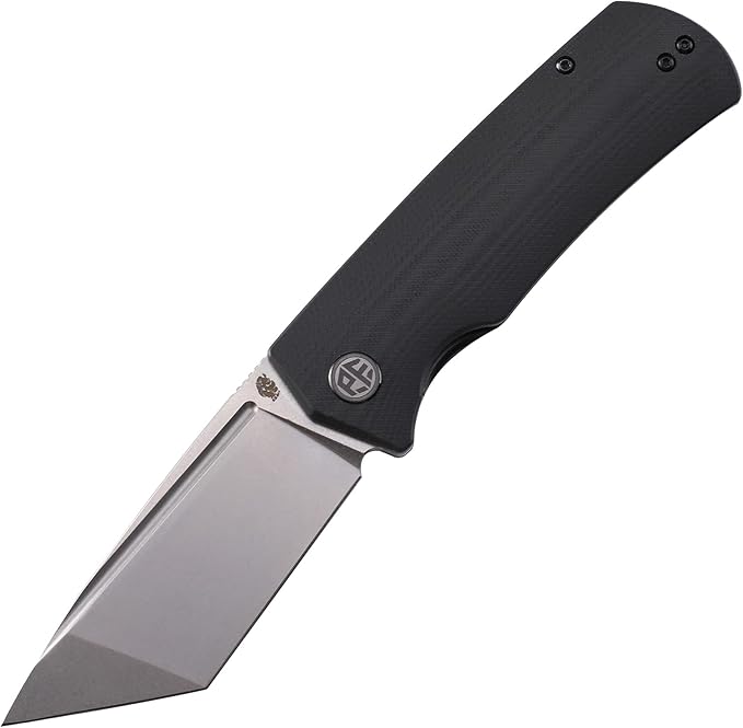 Petrified fish PFP01T Beluga,3.58" K110 Stonewashed Blade, Front Flipper Liner lock Folding knife (Black G10, Stonewashed)