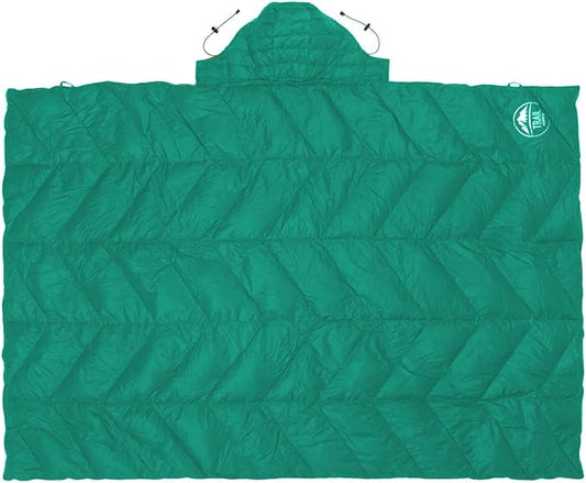 Luxurious Ultralight Down Camping Blanket | Perfect for Backpacking | Packable Puffy Outdoor Quilt with Hood & Pad Straps | Ideal for Travel Camping & Soccer Moms | 80x54 Turquoise