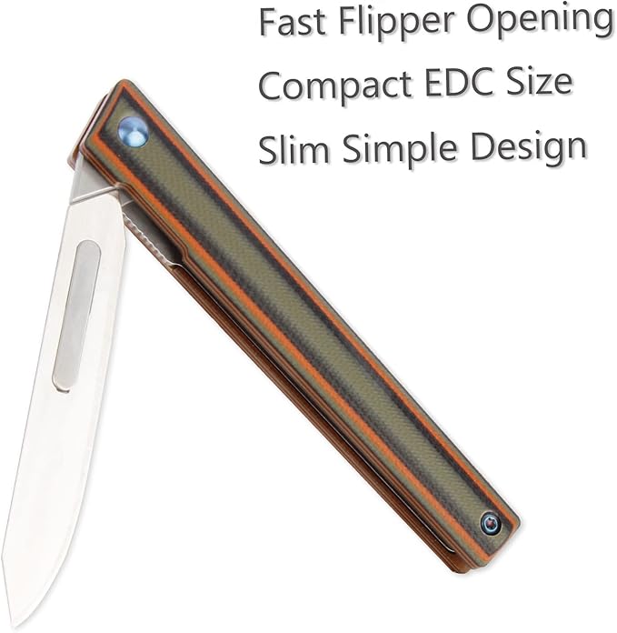 G37 Small Pocket Scalpel Knife, 10pcs #60 Replaceable Blades, Slender Compact Slim Gentleman's Flipper Folding Scalpel EDC Utility Knives with Blue Titanium Belt Clip