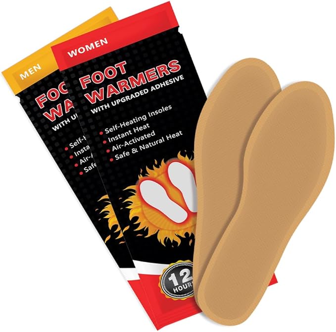 10/16 Pairs Foot Warmers with Adhesive, Toe Warmers and Insole Feet Warmers Air Activated Heating Patch for Hiking/Camping and Skating, Long Lasting Up to 8-10 Hours Hot Foot Warmers