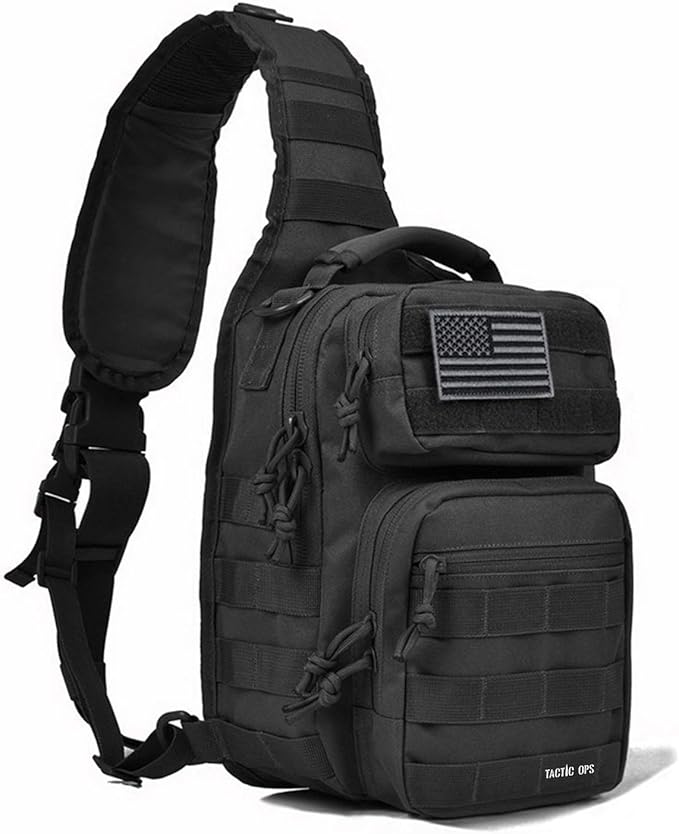 Tactical Sling Bag Pack Military Waterproof Assault Rover Shoulder Sling (Black)