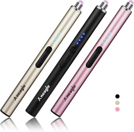 Electric Candle Lighter Upgraded USB Type-C Rechargeable Candle Lighter Windproof Flameless Plasma and LED Battery Display Arc Safety Candle Lighter for Candle Grill Camping